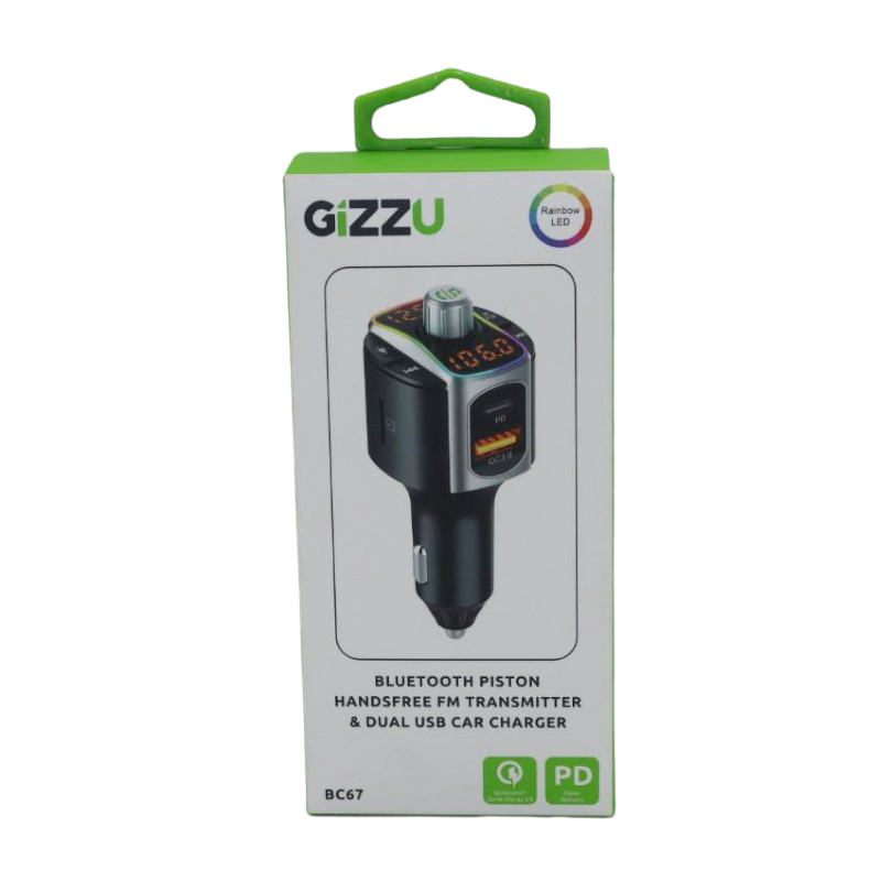 Gizzu Bluetooth 5.0 USB QC3.0 FM Transmitter Handsfree Kit